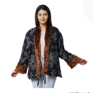 Passages Cardigan with Faux Fur Collar M/L